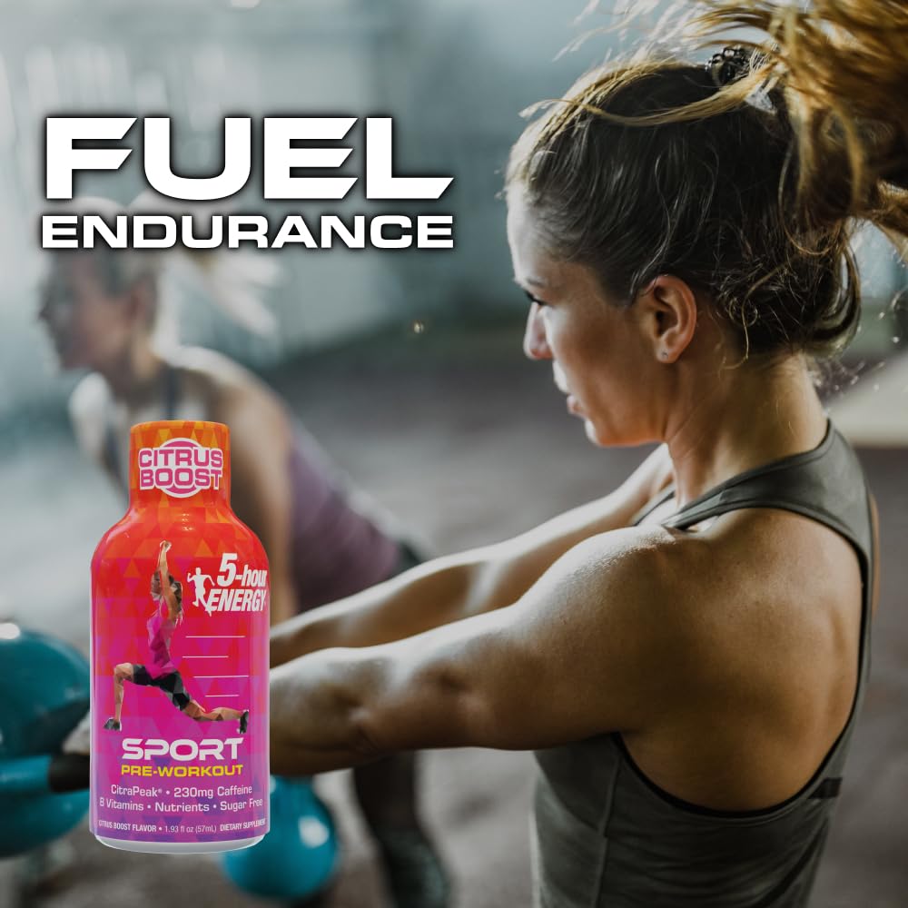 Five-Hour Energy Citrus Boost front label communicates zero sugar and keto-friendly energy.