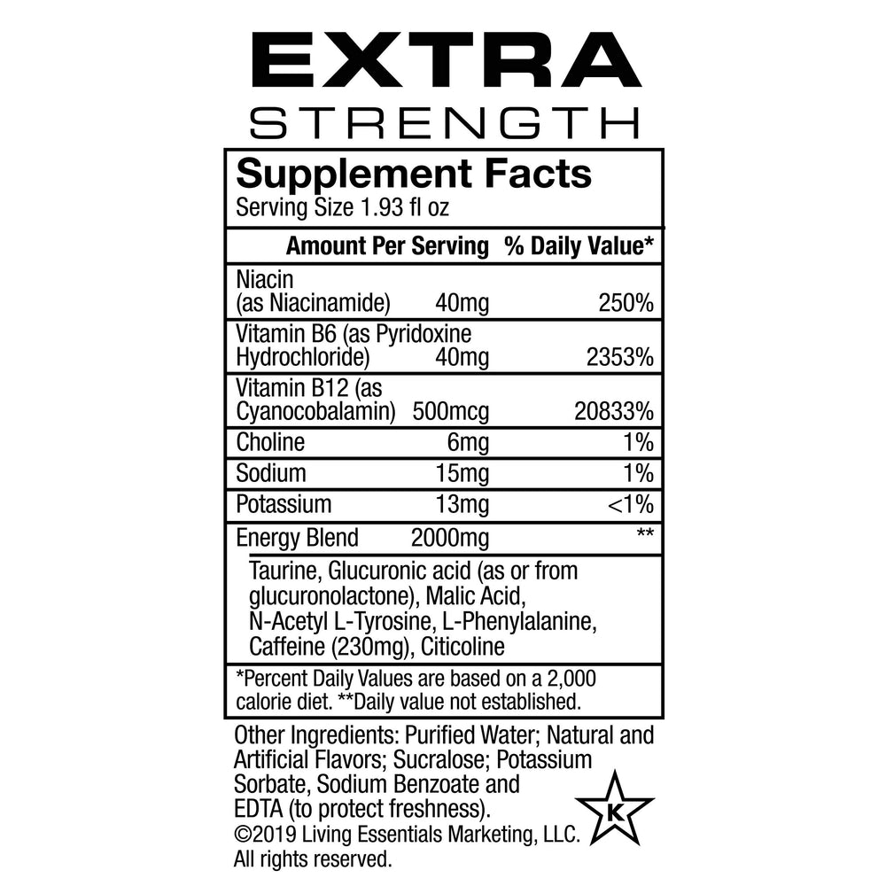 Five-hour Energy Tropical Burst bottle close-up highlighting zero sugar and compact size