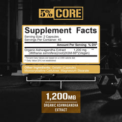 Five Percent Nutrition organic Ashwagandha root powder extract ready for daily use.