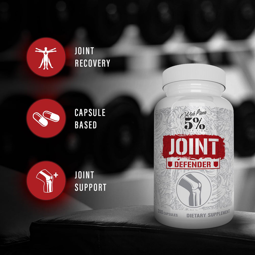 Joint Defender label detail displays ingredients like collagen, glucosamine, and turmeric for connective tissue support.