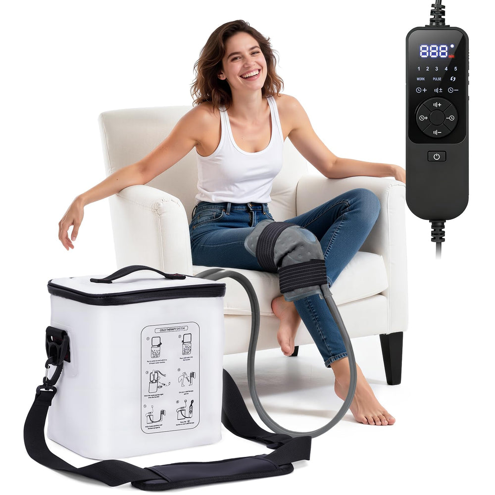 Fiveoffo cold therapy knee unit for targeted post surgery cooling and swelling control.