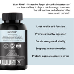 Fixxr Liver label detail on bottle with clear branding.