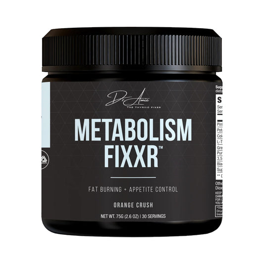 Fixxr Metabolism bottle close-up highlighting a clean formula for daily metabolic support