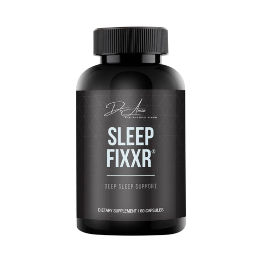 Fixxr Sleep Support bottle close-up highlighting the melatonin blend for nightly calm