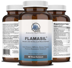 Flamasil capsules close-up showing bio-enhanced turmeric and botanicals