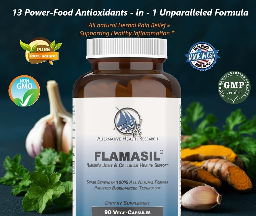 Flamasil product label noting non-GMO and USA-made quality
