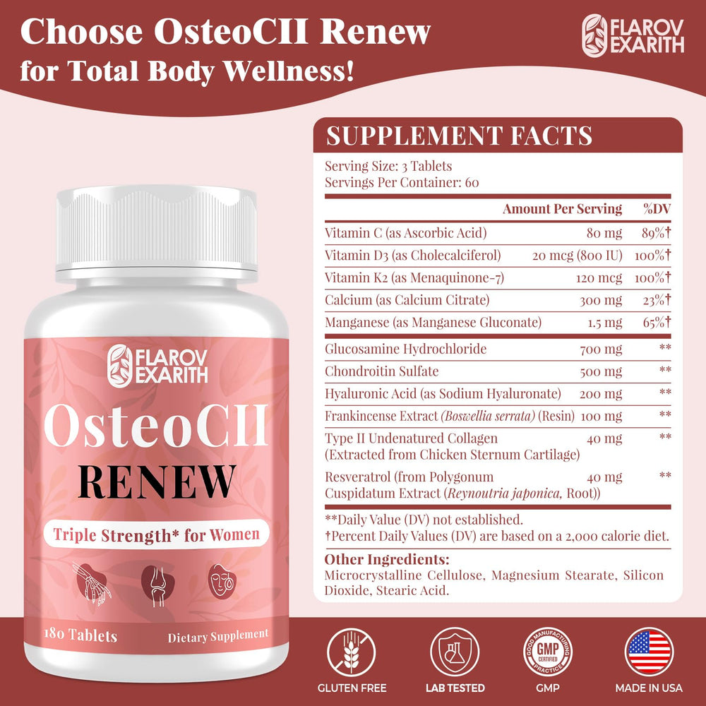Flarovexarith bottle label highlighting a comprehensive joint and bone formula.