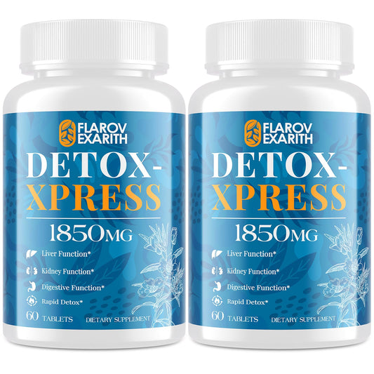 Flarovexarith Canna Cleanse bottle showing dual-action detox for liver and kidneys