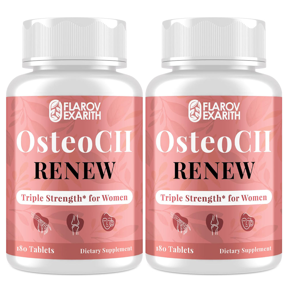 Flarovexarith OsteoCII Renew triple-strength bottle promoting daily joint comfort.