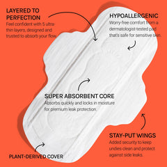 FLEX pads soft cover close-up highlighting plant-derived, moisture-wicking material.