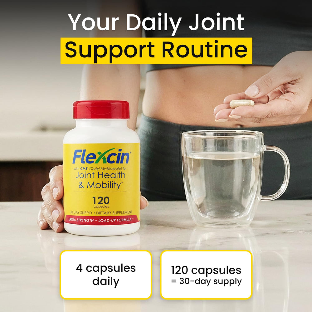 Flexcin glucosamine sulfate ingredient image suggesting steady mobility support.