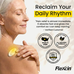 Flexcin Motion Lotion absorption-closeup emphasizes fast-penetrating formula into skin.
