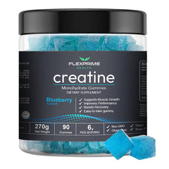 FlexPrime Creatine Gummies display a 6g serving for muscle support