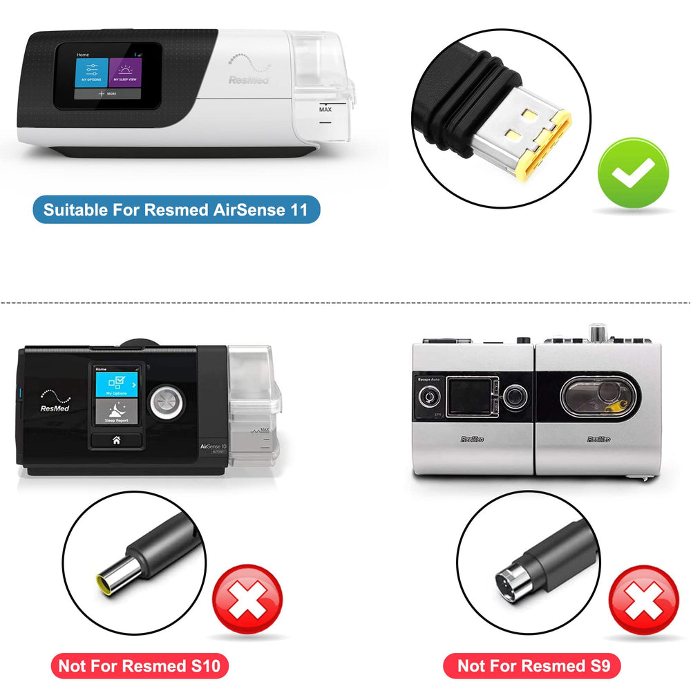 FLGAN AirSense 11 setup showing 24V connection for CPAP devices