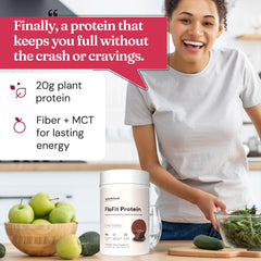 FloFit label shows vegan, gluten-free, caffeine-free ingredients for mindful choices.