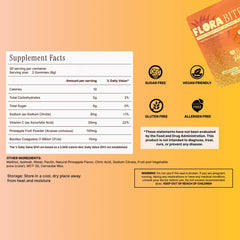 Flora Bites gummies ingredients powder image, Bacillus Coagulans and balance support.