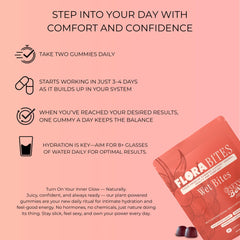 Flora Bites slippery elm bark gummies highlight natural moisture from within