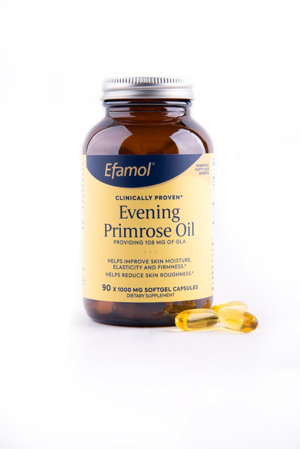 Flora Efamol primrose oil from Rigel seeds origin with farm sourcing visuals.