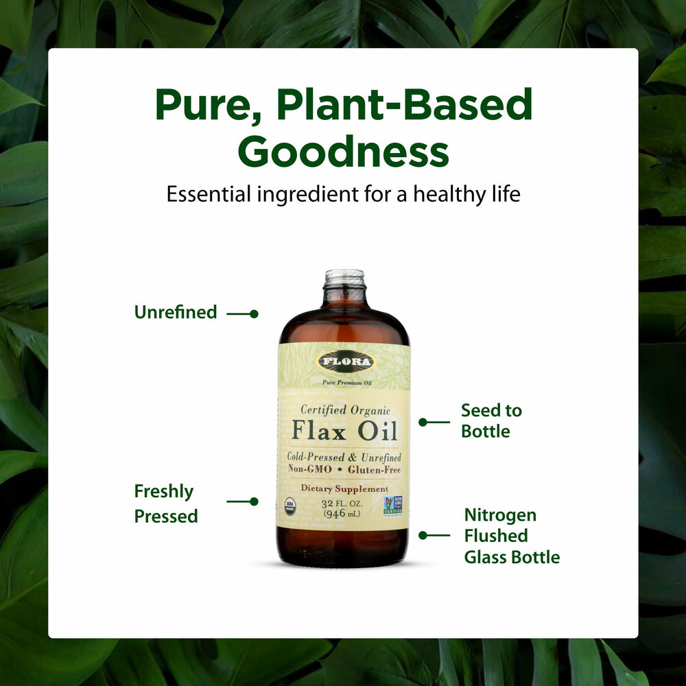 Flora Flax Oil spoon-measure ready to add omega-rich oil to smoothies.