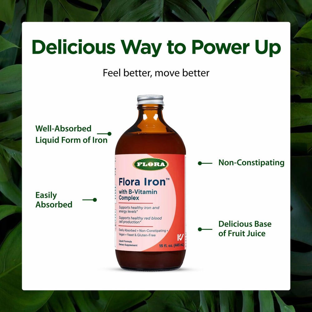 Glass Flora Iron bottle on display with premium packaging