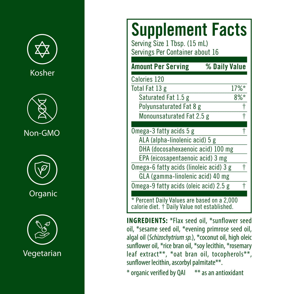 Flora UdoOil DHA-algae source showing vegan omega-3 origin