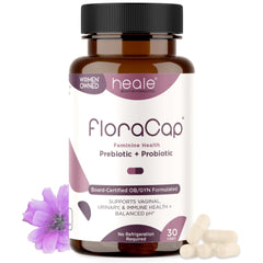 FloraCap bottle packaging for daily probiotic support of vaginal flora
