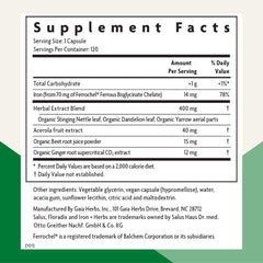 Floradix Iron + Herbs liquid pour into glass for daily vitality.