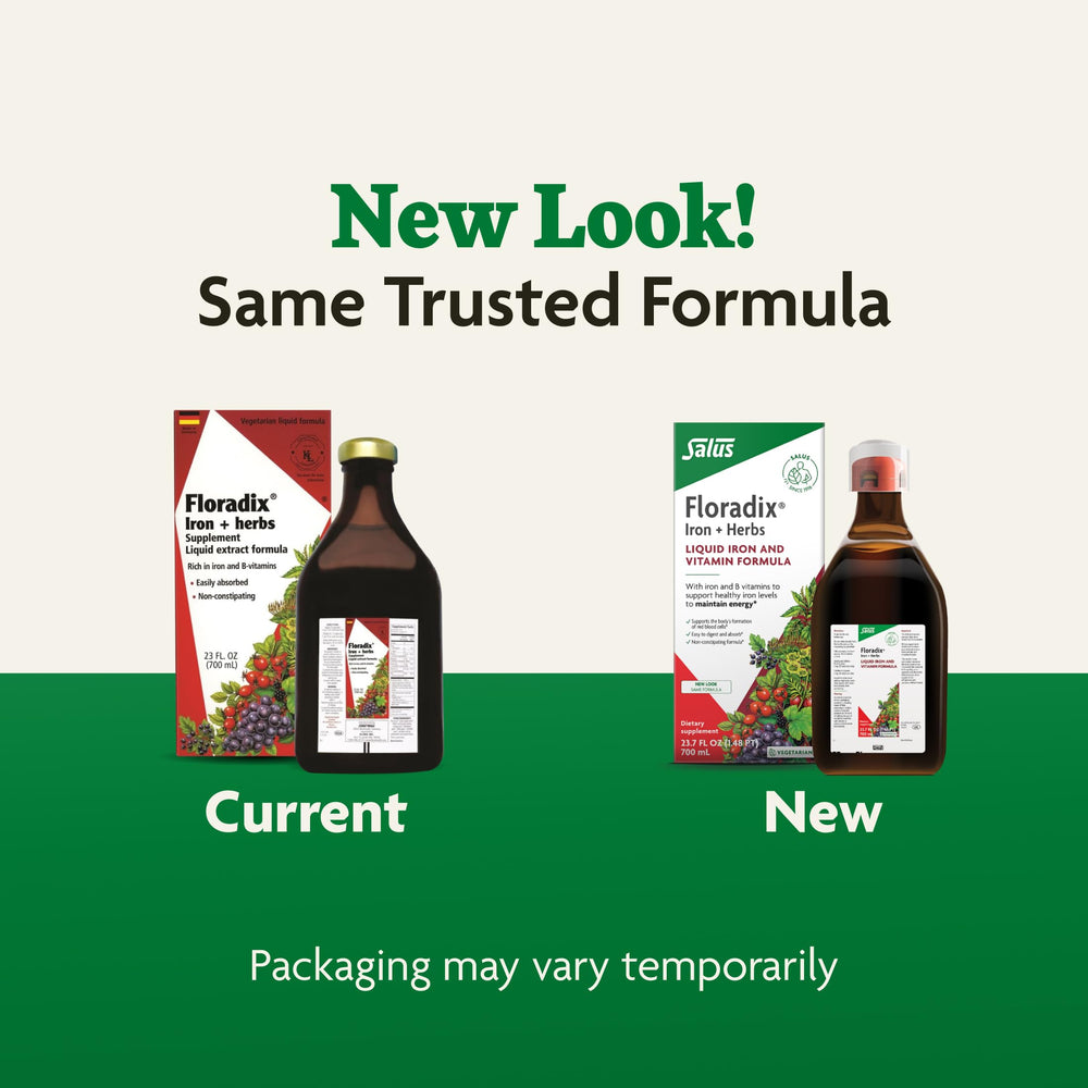 Front packaging of Floradix communicates heritage and ingredient transparency