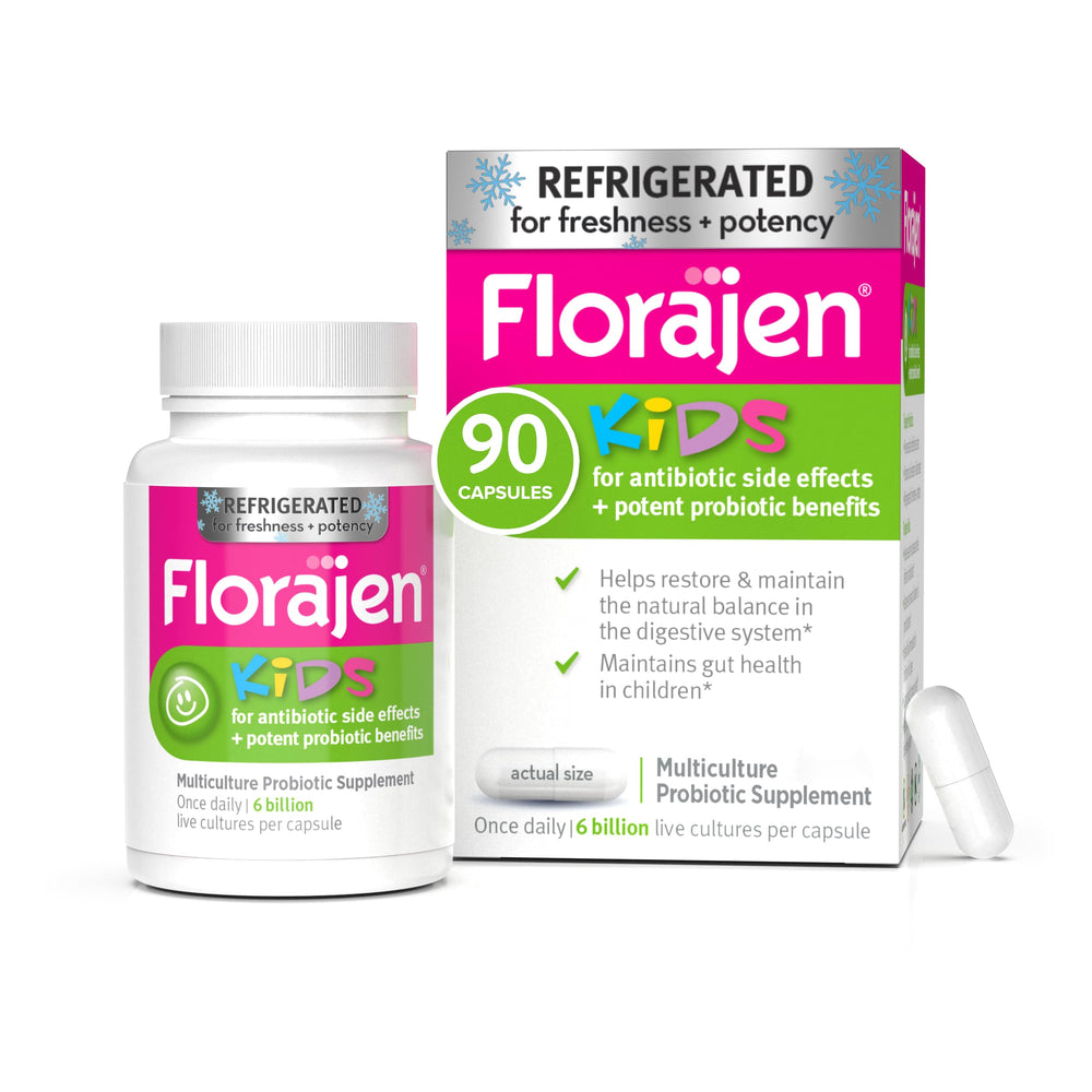 Florajen Kids probiotic bottle for kid-friendly gut health and easy dosing