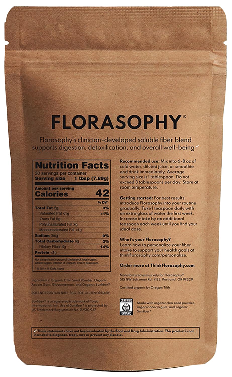 Florasophy Loosen Up powder jar with scoop for easy daily fiber intake