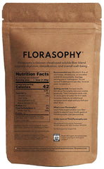 Florasophy Loosen Up powder jar with scoop for easy daily fiber intake