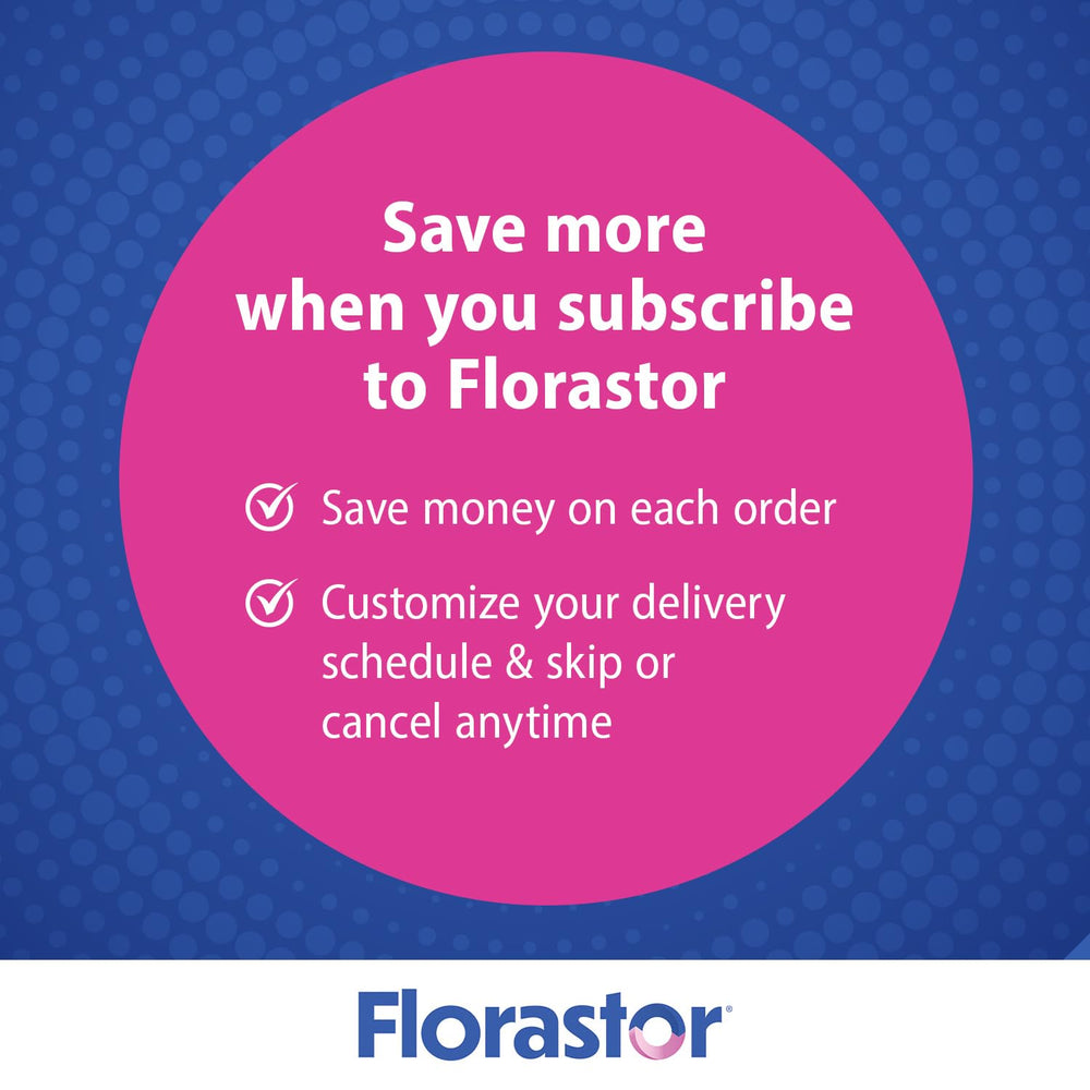 Florastor bottle on shelf reinforces convenient daily probiotic support
