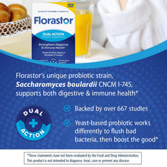 Florastor capsules dispensed for an easy daily probiotic routine.