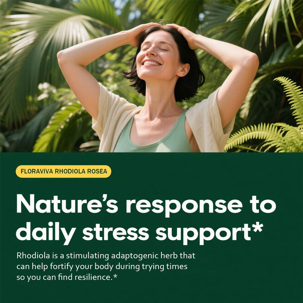 Floraviva Rhodiola capsules on surface ready for routine use