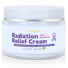 Florvyn Radiation Burn Relief Cream jar providing soothing daily moisture