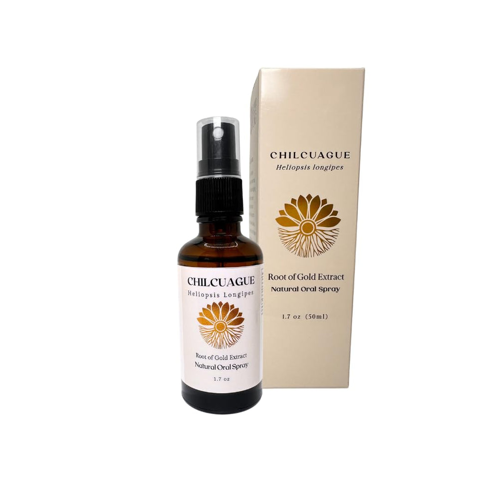 Flower and Song Chilcuague spray being used during daily routine for sore throat relief.