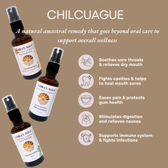 Flower and Song Chilcuague natural oral spray close-up highlighting hydrating mouth care.