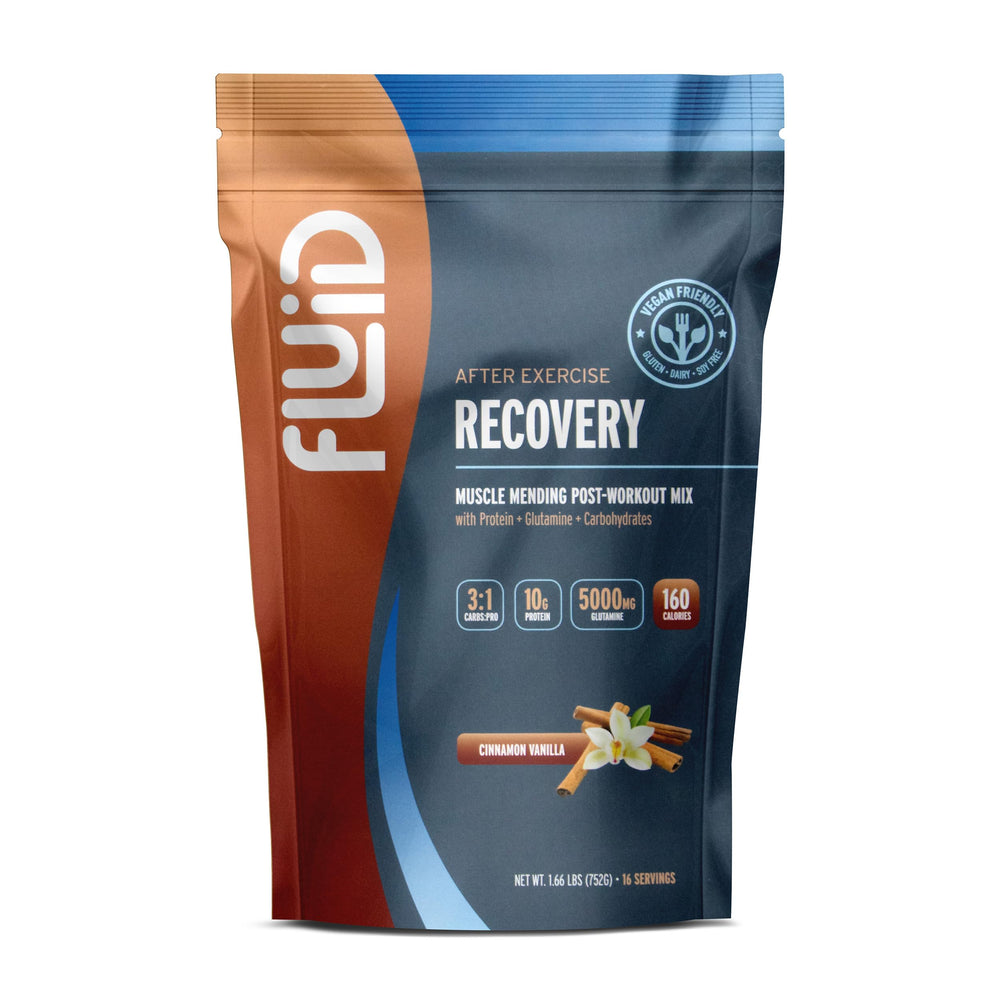 Fluid Recovery powder dissolving in water for post-workout hydration