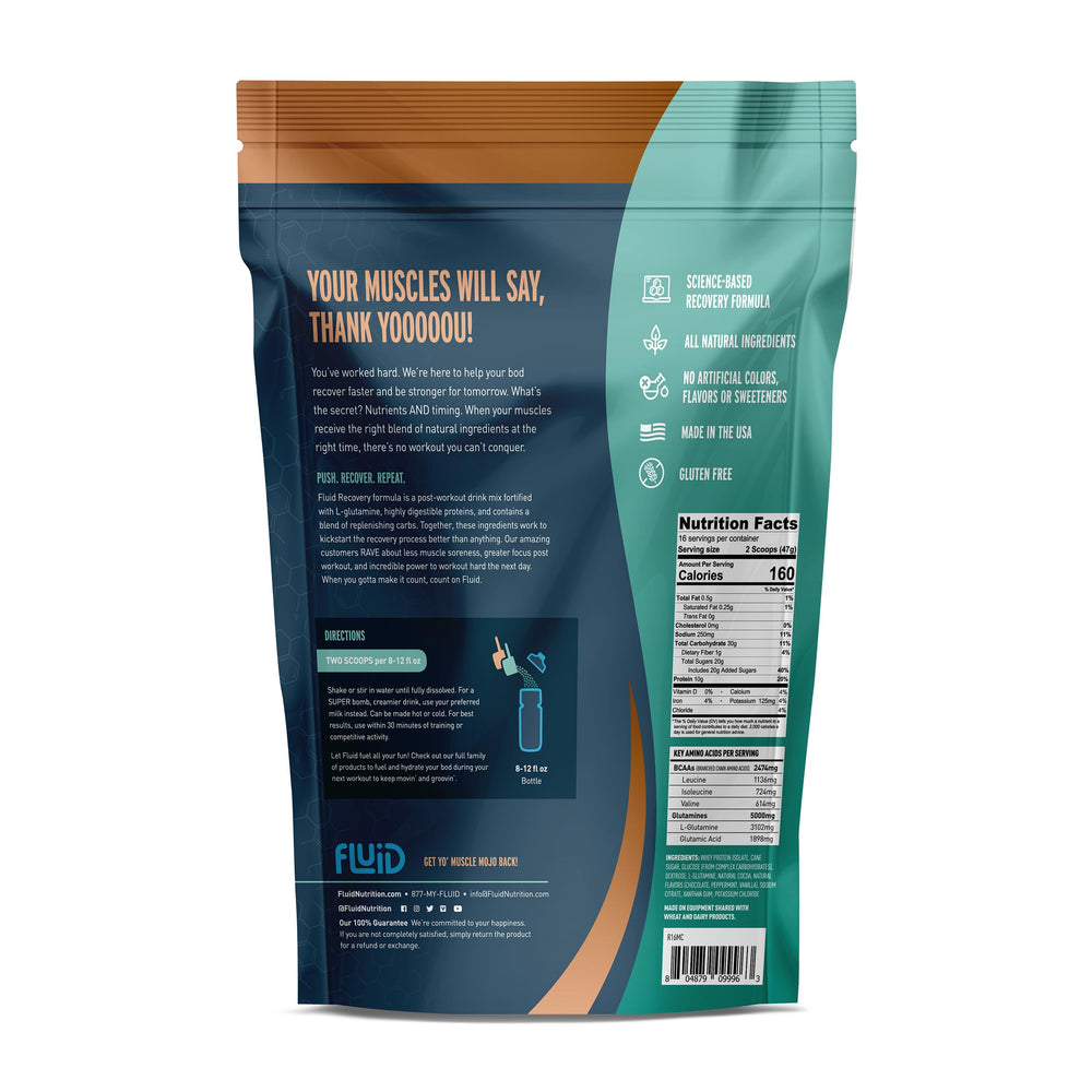Fluid Recovery whey isolate blend provides smooth post-workout protein fueling.