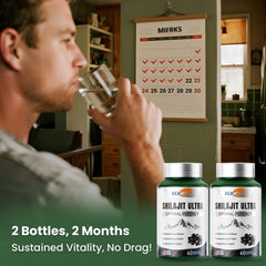 Flynew Shilajit capsules closeup with glossy coating, easy to swallow