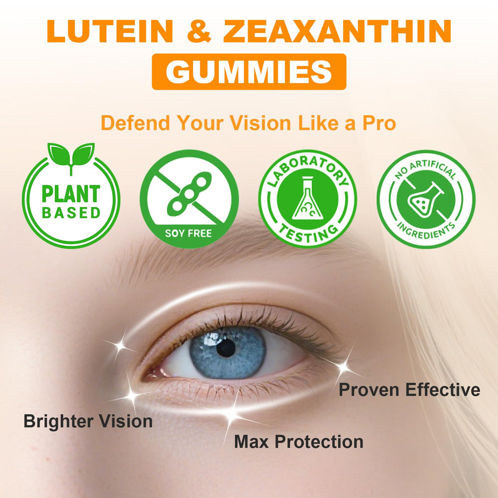 Flyrocer sugar-free lutein gummies kid-friendly snack pack on shelf.