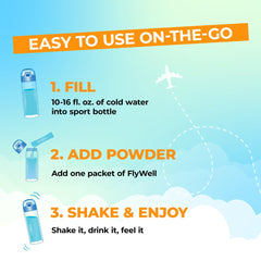 FlyWell Passion Fruit Tangerine packaging shown for travel-ready nutrition.