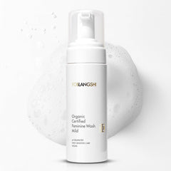 Foblangshi feminine wash bottle pour demonstrates gentle cleansing for sensitive skin