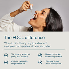FOCL Restful Night herbal blend communicates calm for evening routines.
