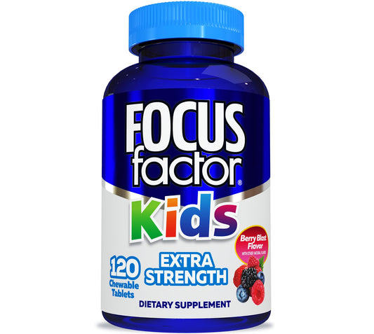 Focus Factor Kids bottle with chewables for daily brain support.