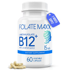 FolateMaxx bottle front with 60 capsules for mood and cognition support.