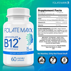 FolateMaxx bottle with Made in USA seal emphasizing quality.