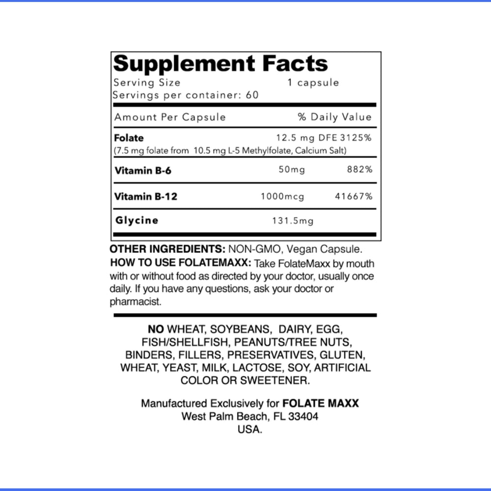 FOLATE MAXX packaging display showing 60 capsules.