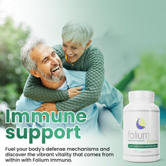 Folium Immuno green tea leaf highlights antioxidant-rich ingredients.