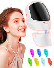 FOLOKE MK66R-B mask on face for at-home light therapy convenience.